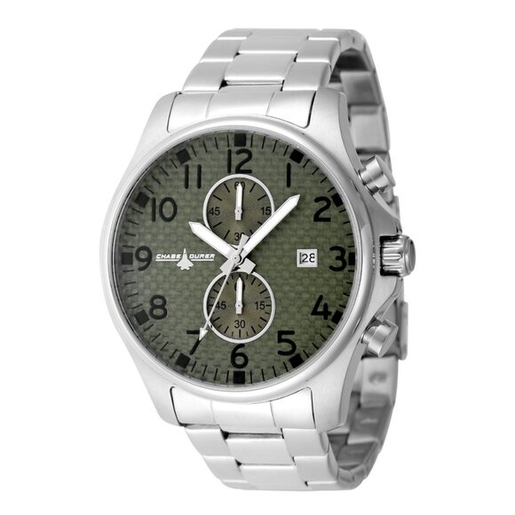 Chase Durer CDW-0094 Men's Watch 45mm Steel Army Green Carbon Fiber Dial New! - Picture 1 of 7